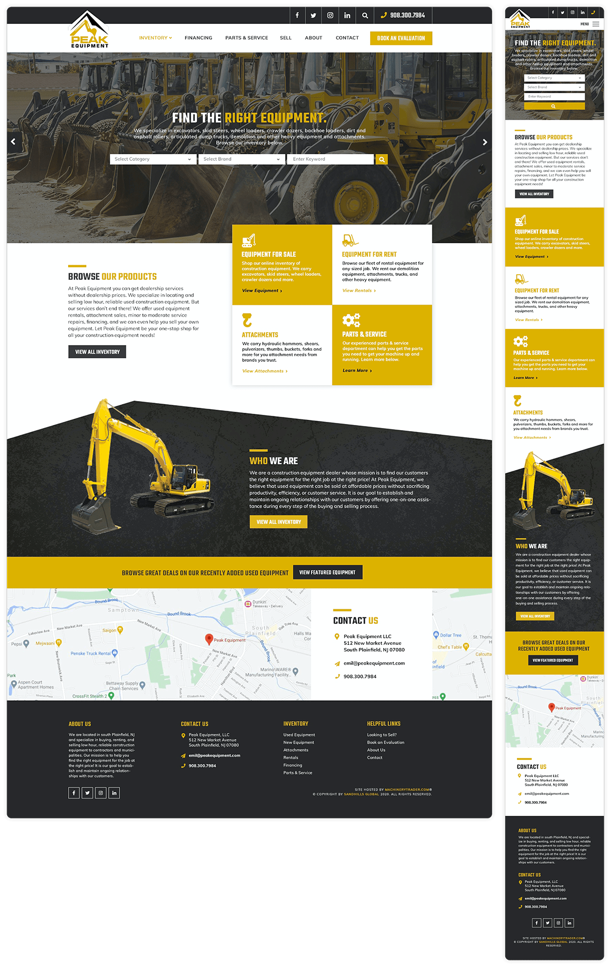 Peak Equipment Desktop and Mobile Mockup