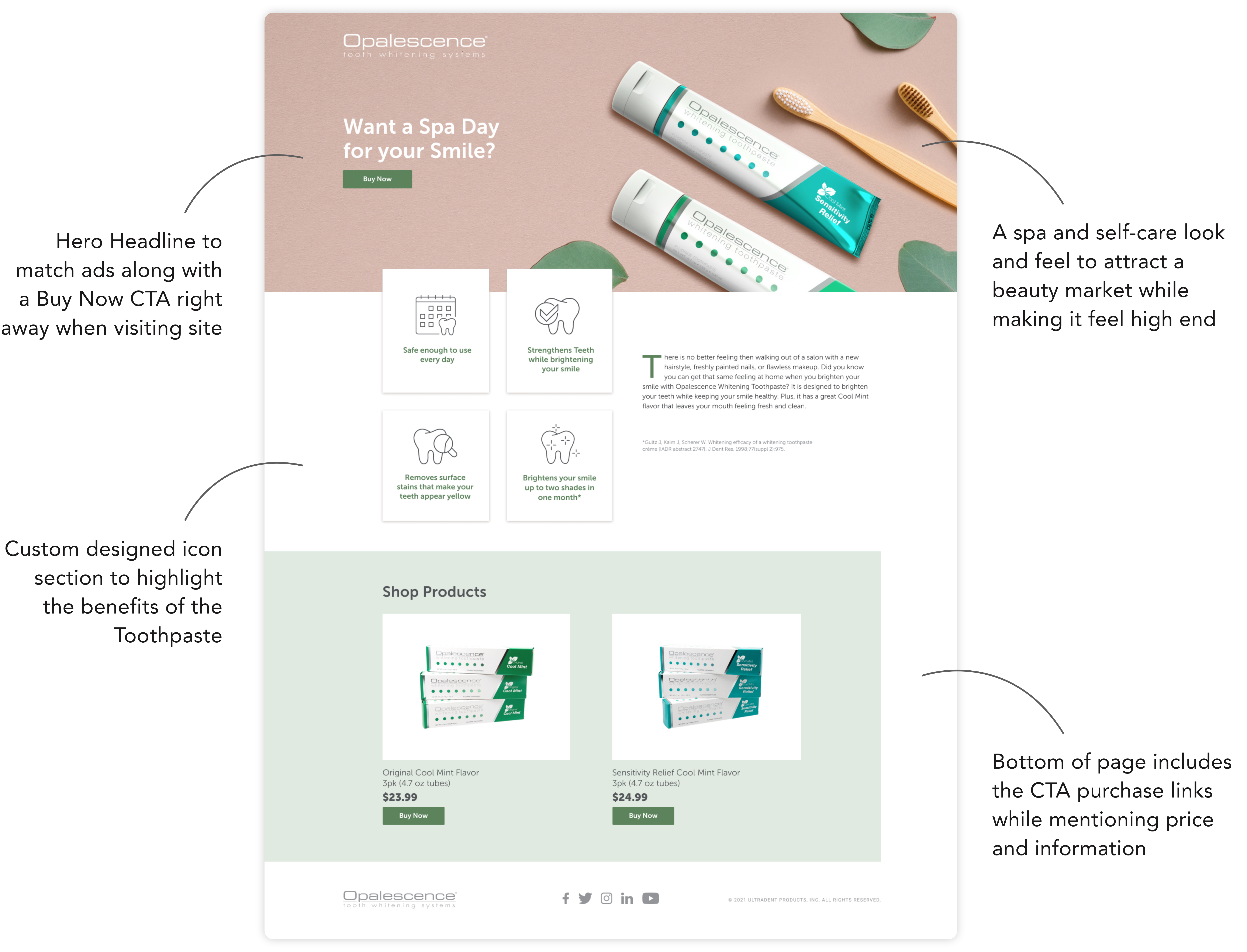 Opalescence Spa Goers Landing Page Walkthrough