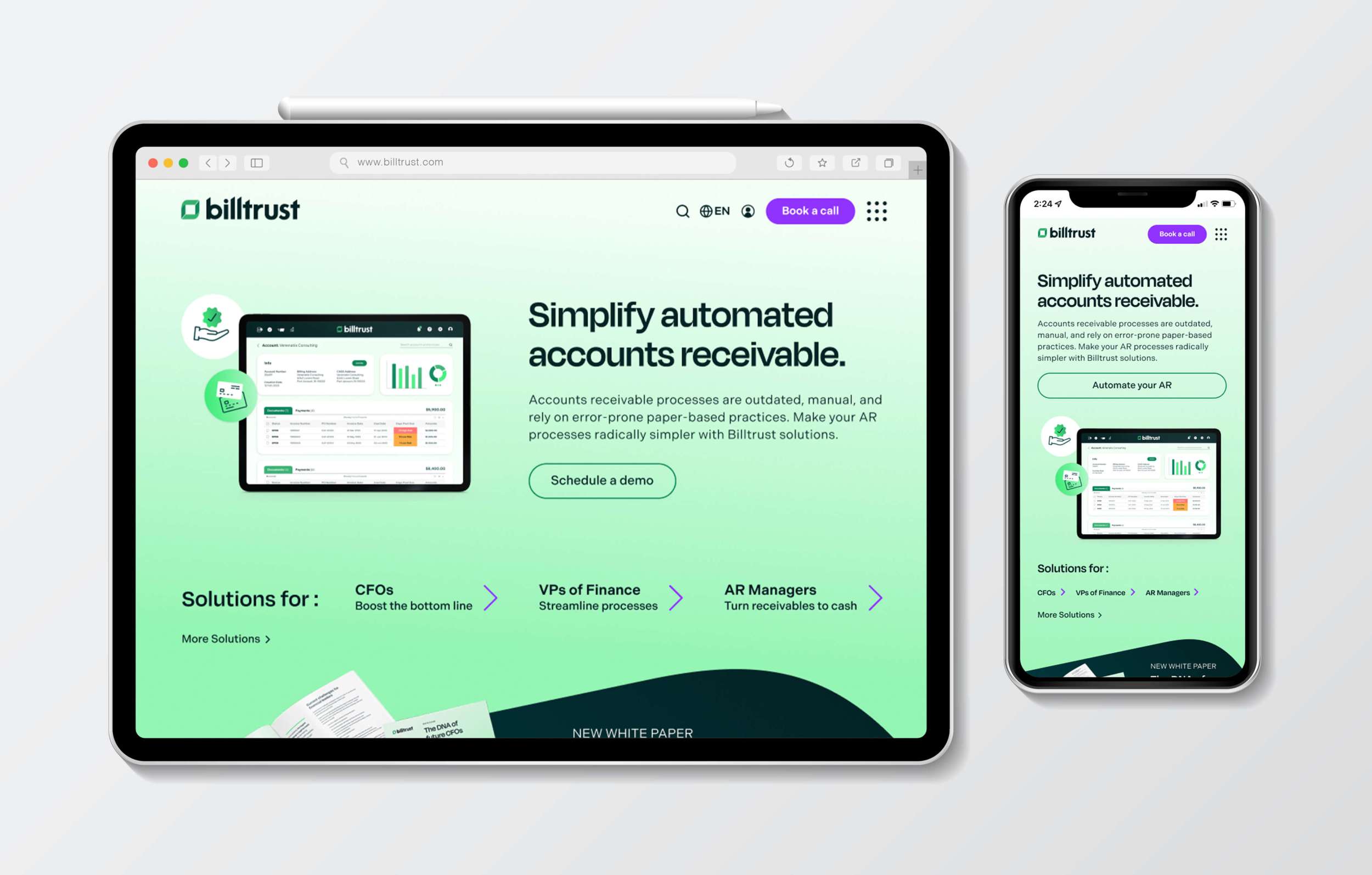 Billtrust Mega Menu Responsive Menu Closed Mockup